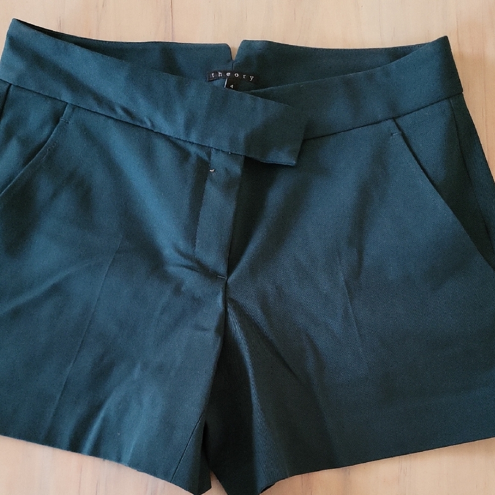Theory High Waist Dark Green Shorts